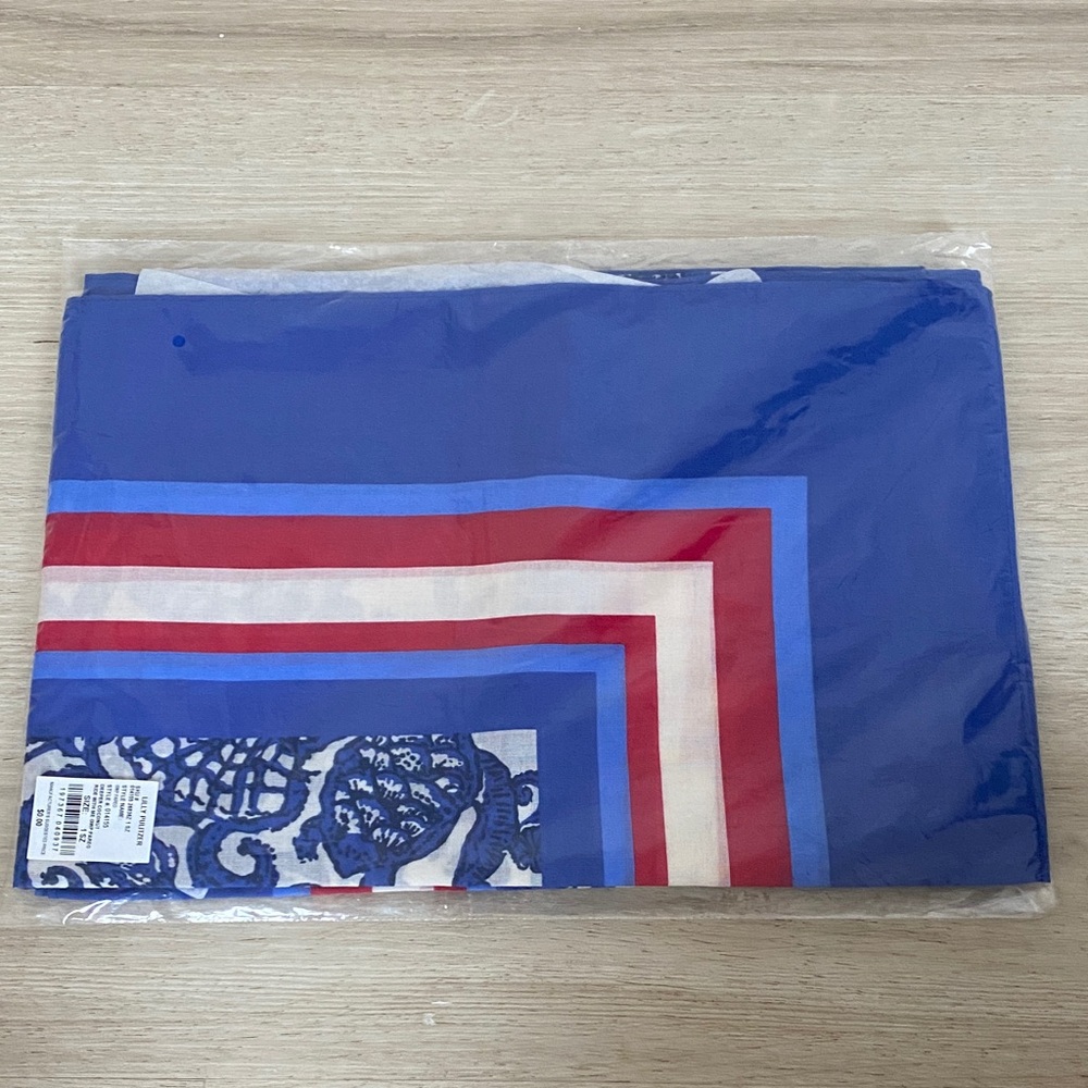 Lilly Pulitzer Blue and Red Patterned Scarf BRAND NEW